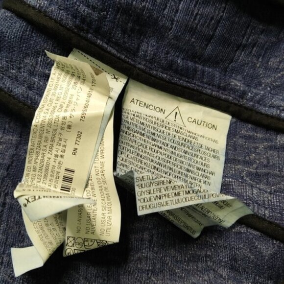 Zara Woman Textured Blue Jacket NEW WITH TAGS Style 7595/605/401 Size M - Picture 6 of 9